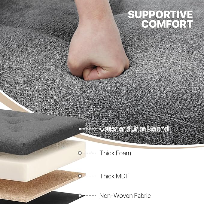 MoNiBloom 15 Inches Storage Ottoman Cube, Folding Square Foot Rest Stool, Small Ottoman Footrest with Storage for Living Room, Bedroom, Entryway, Dark Gray