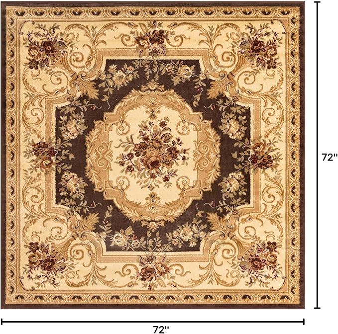 Rugs.com Chateau Collection Rug – 6 Ft Square Brown Medium Rug Perfect for Living Rooms, Kitchens, Entryways