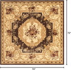 Rugs.com Chateau Collection Rug – 6 Ft Square Brown Medium Rug Perfect for Living Rooms, Kitchens, Entryways