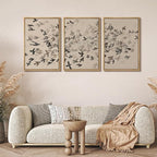 MUDECOR Framed Wall Art Print Set Minimalist Subtle Birds in Motion Illustrations Modern Art Boho Decorative Colorful Chic for Living Room, Bedroom, Office - 16"x24"x3 Natural