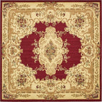 Rugs.com Chateau Collection Rug – 10' Square Red Medium Rug Perfect for Living Rooms, Kitchens, Entryways