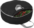 Primode Heavy Duty Christmas Wreath Storage Bag 24"- Garland Wreaths Container with Handles - Durable 600D Oxford Polyester Material Holiday Wreaths Storage Holder 24” (Black)