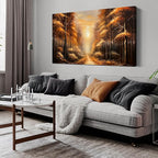 Large Wall Art for Living Room Bedroom Office Gold Forest Artwork Sunrise Landscape Nature Pictures Modern Wall Art Framed Canvas Prints 24x48 Inch