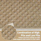 PURE ERA Bullnose Carpet Stair Treads Set Tape Free Non-Slip Indoor Stair Protectors Pet Friendly Rugs 9.5" x 30"(14 Pieces,Khaki Mini-Diamond Trellis)