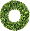 DDHS 20''Boxwood Wreaths for Front Door，Artificial Spring Wreaths for Farmhouse Wedding Green Year Round Indoor Outdoor for Fall Summer Christmas Wreath Home Decorations-Green