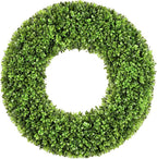 DDHS 20''Boxwood Wreaths for Front Door，Artificial Spring Wreaths for Farmhouse Wedding Green Year Round Indoor Outdoor for Fall Summer Christmas Wreath Home Decorations-Green