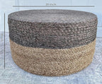 Jute Pouf Ottoman | Footrest Pouf | Hand Braided - Round Boho Pouffe - for Living Room, Bedroom, Nursery (20"x20"x10") Grey