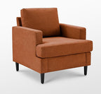 Mid-Century Accent Chair,Modern Linen Fabric Armchair for Living Room,Comfy Upholstered Reading Accent Chairs for Bedroom,Single Sofa Chair with Wood Legs (Orange, 1 Pack)