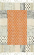 Kilim Rug 4x8 Area Rug Orange & Beige Cotton Dhurrie Oriental Thick 0.19 inches Stone Easy Washable Rug Hand Wash Cotton Carpet Flatweave Rug Indoor Outdoor Rugs for Kitchen, Bedside, Enterway
