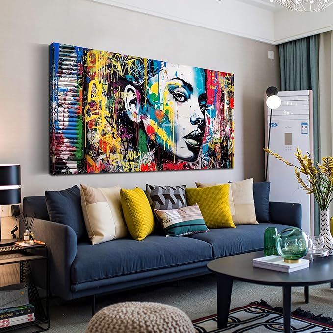 CIRABKY African American Wall-Art for Living Room - Black Girl Wall Art - Graffiti Wall Decor Colorful Pictures Big Poster Size 29" x 59"