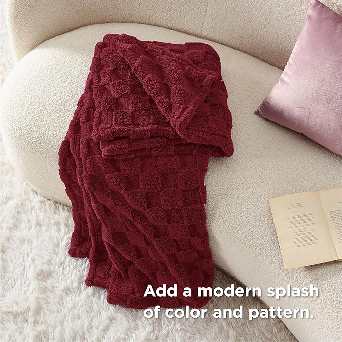 Bedsure GentleSoft Red Throw Blanket for Couch - Super Soft Cozy Blankets Gifts for Women Men Girls, Cute Small Fleece Throws for Bedroom Home Decor, 50x70 Inches
