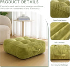 8" Washable Floor Pillow Cushion for Adults, Meditation Cushion Pillow, Large Square Floor Sitting, Removable Tufted Corduroy Cover, for Tatami Living Room or Yoga, 22x22 Inch, 2Pack, Machine Washable