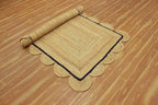Scalloped Edge Rug, Hand Woven Natural Jute Area Rug, 10x18 Ft Beige & Black Braided Sisal Kilim Rugs for Living Room, Kitchen, Entryway, Farmhouse