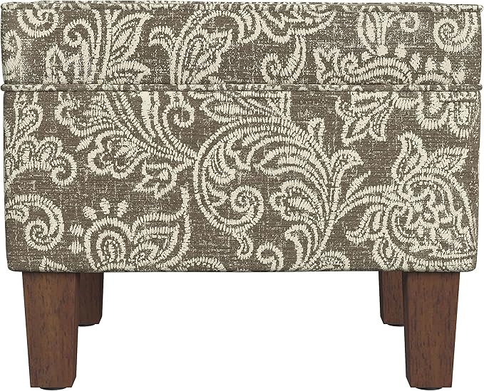 Spatial Order Home Decor | Dinah Collection Modern Storage Ottoman | Ottoman with Storage for Living Room & Bedroom(Brown Jacobean Print)