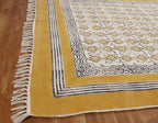 Area Rug 6x8 Kilim Rug Yellow & Beige Cotton Dhurrie Oriental Thick 0.19 inches Stone Easy Washable Rug Hand Wash Cotton Carpet Flatweave Rug Indoor Outdoor Rugs for Living Room, Bedroom
