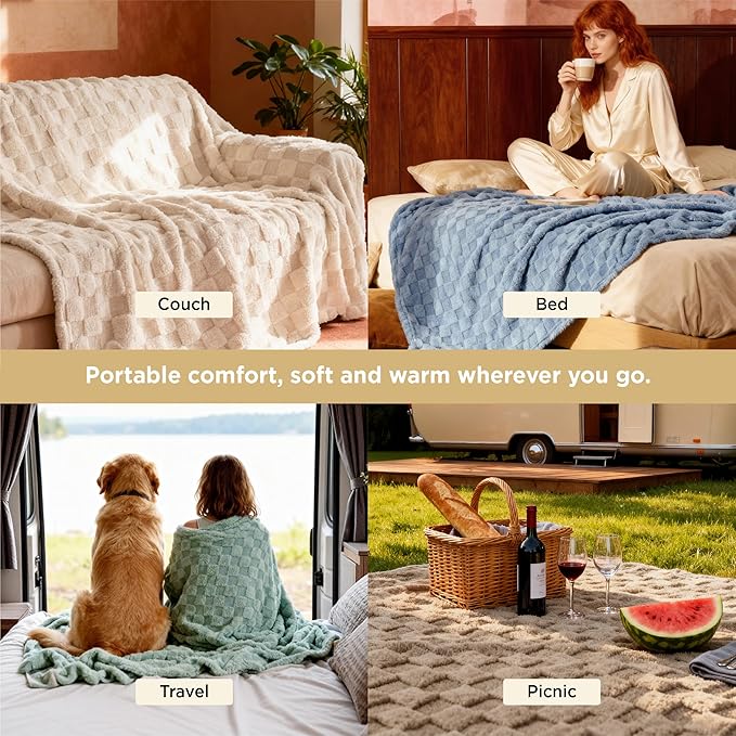 Bedsure GentleSoft Blankets Queen Size for Bed - Super Soft Cozy Blanket for Women Men Girls, Large Fuzzy Fleece Throw for Bedroom Decor, Sage Green, 90x90 Inches