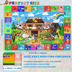 ABC Kids Rug for Playroom 110×78.7 in Noah's Ark Animals Rug Baby Play Mat Alphabet Playmat Shape Color Classroom Carpet Kids Playroom Early Learning Carpet for Preschool Toddlers Tummy
