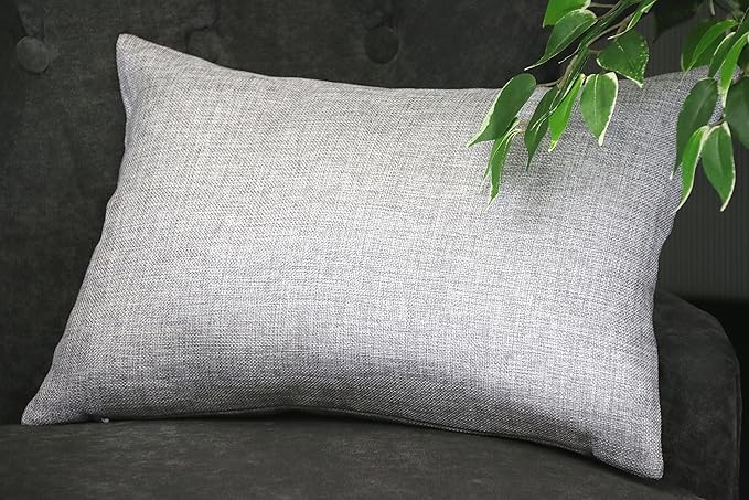 Aiking Home Woven Fine Faux Linen Throw Pillow Cover, Size 12"x18", Light Grey