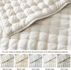 WDCOZY Ivory Twin Quit Size Bedding Sets with Pillow Sham, Lightweight Soft Bedspread Coverlet, Quilted Blanket Thin Comforter Bed Cover for All Season, 2 Pieces, 68x90 inches