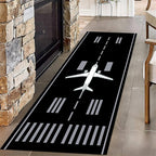Airport Long Hallway Rug Runners, 3.3x10ft, Airplane Runway Track Indoor Area Mat, Anti-Skid Durable Nursery Decor Carpets, Cozy Low Pile Easy Clean Printed Rugs for Family Kids Bedside