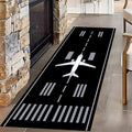 Airport Long Hallway Rug Runners, 4x12ft, Airplane Runway Track Indoor Area Mat, Anti-Skid Durable Nursery Decor Carpets, Cozy Low Pile Easy Clean Printed Rugs for Family Kids Bedside