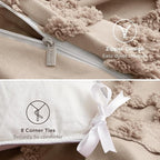 Bedsure Boho Duvet Cover Queen Size, Soft & Comfortable Elegant Design Boho Bedding for Decoration, Machine Washable Comforter Cover for All Seasons,Includes 1 Duvet Cover & 2 Pillow Shams,Khaki