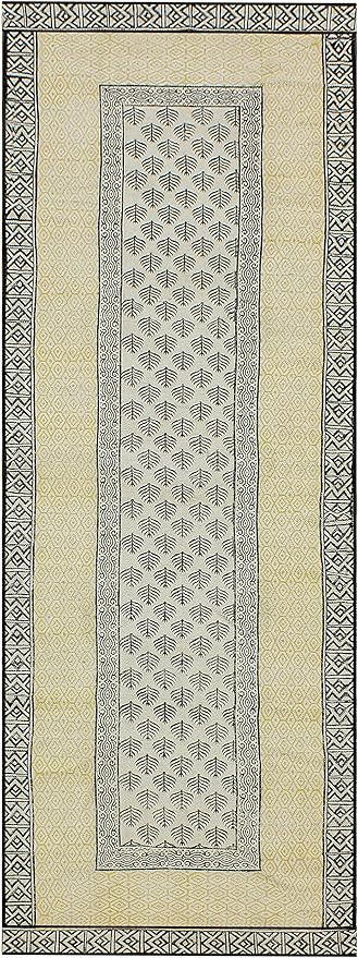 Kilim Runner 3x10 Cotton Runner Rug Beige & Black Flatweave Runner 0.19 inches Stone Easy Washable Hand Wash Cotton Carpet Indoor Outdoor Runner Rugs for Hallway, Staircases, Corridor Runner