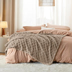 Bedsure GentleSoft Light Brown Throw Blanket for Couch - Checkered Fleece Blankets Gifts for Women Men Girls, Cute Soft Cozy Throw for Bedroom Home Decor Gifts, 50x60 Inches