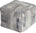 Anji Mountain 100% Handmade & Handcrafted Comfortable Home Décor Pouf Ottoman Footrest for Living Room, Bedroom, Nursery, Kidsroom, Patio Furniture - Slate Filigree