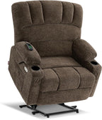 MCombo Power Lift Recliner Chair for Elderly, Lift Chair with Heat and Massage, Extra Wide Lift Recliner for Big People, Fabric R7096 (Medium-Wide, Coffee)