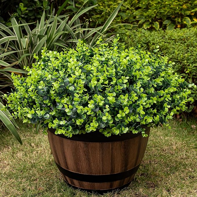 20 Bundles Artificial Plants for Outdoor Fake Plants for Spring Decoration,Faux Eucalyptus Plants for Planter UV Resistant Lifelike for Home Porch Garden（Green）
