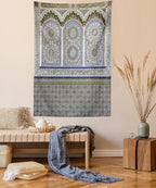 Ambesonne Orient Tapestry Twin Size, Nostalgic Moroccan Architecture Stone Carving and Motifs Majestic Ottoman Empire, Wall Hanging Bedspread Bed Cover Wall Decor, 68" X 88", Grey Blue