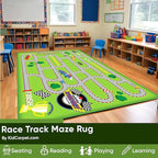 KIDCARPET.COM Race Track Play Mat Rug | Interactive Activity Carpet for Preschool Playroom Toy Car Track, 4' x 6'