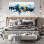 JKWALL77 Big Abstract Canvas Wall Art for Living Room - Blue Modern Wall Decor Ready to Hang Size 29" x 59"