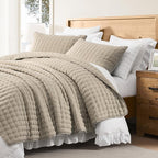 WDCOZY Beige Twin Size Quilt Bedding Sets with Pillow Sham, Tan Cream Lightweight Bedspread Coverlet, Quilted Blanket Thin Comforter Bed Cover, All Season Summer Spring, 2 Pieces, 68x90 inches