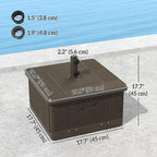 Outsunny 3-in-1 Outdoor Umbrella Base, Coffee End Table, Planter Box with Drain Hole, 175 lbs. Capacity Heavy Duty Fillable Patio Umbrella Stand Table with Wheels and Handles for Deck, Poolside, Brown