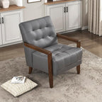 Lexicon Modern Accent Chair, Luxury Genuine Leather Match Living Room Chair with Tufted Cushions, Solid Wood Frame and Arm Rest, Comfy Upholstered Single Seat for Bedroom/Reading/Office, Dark Gray