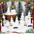 Bbiamsleep 1 Inch Christmas Mini Village Sets White Resin Miniature Village Houses Figurines and Accessories Christmas Miniature Houses for Home Xmas Winter Decor, Set of 19