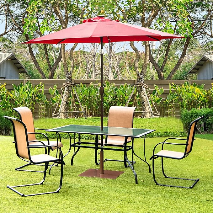 Giantex Patio Umbrella Base, 50 Lbs Steel Heavy Duty Umbrella Stand with Wheels, 24 Inch Square Umbrella Base with 2 Tightening Knobs, Suitable for Backyard, Deck, Poolside, Patio