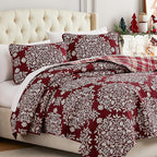 Southshore Fine Living, Inc. Christmas Quilt, Queen Size Size with 2 Pillow Shams, Reversible Plaid Christmas Bedding Set, Coverlet Queen Size - Red Plaid