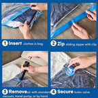 20 Pack Variety Vacuum Storage Bags for Comforters, Blankets & Clothes – Vacuum Sealed Compression Bags with Hand Pump – Space Saver Storage Bags for Bedding, Moving, Travel & Organization (10S & 10M)