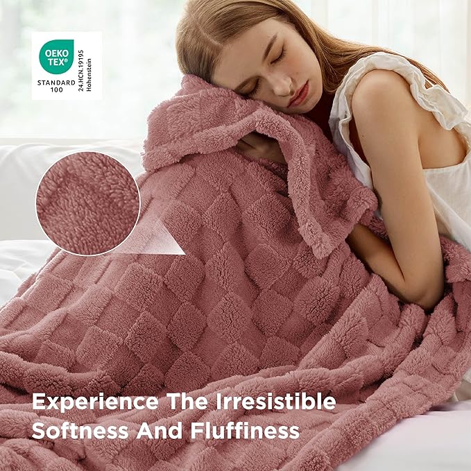 Bedsure GentleSoft Twin Blanket for Bed Dusty Pink - Super Soft Cozy Blankets for Women Men Girls, Cute Fuzzy Fleece Throws for Bedroom Couch, 60x80 Inches