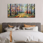 Art Forest Landscape Oil Painting Modern Abstract Art Wall Decoration 24x48 inches