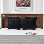 GAWAMAY Decorative Square Throw Pillow Covers 18"x18" Inch Set of 4, Super Soft Chenille Pillows Farmhouse Fall Pillowcase for Living Room Bedroom Sofa Couch Cushion Cover Black 45x45cm (No Insert)