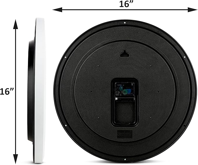 Bernhard Products White Wall Clocks, 2 Pack Silent Non Ticking - 16 Inch Extra Large Quality Quartz Battery Operated Round Easy to Read Home/Office/Business/Kitchen/Classroom/School Clock, Black Hands