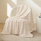 Bedsure GentleSoft Cream Throw Blanket for Couch - Checkered Fleece Blankets Gifts for Women Men Girls, Cute Soft Cozy Throw for Bedroom Home Decor Gifts, 50x60 Inches