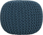 REDEARTH · Round Pouf Foot Stool Bean Bag Ottoman - Hand Knitted Boho Pouffe - Home Decor Poof - Stuffed Foot Rest for Living Room - Nursery - Bedroom - Patio (19.5"x19.5"x14") - Teal, Set of 2