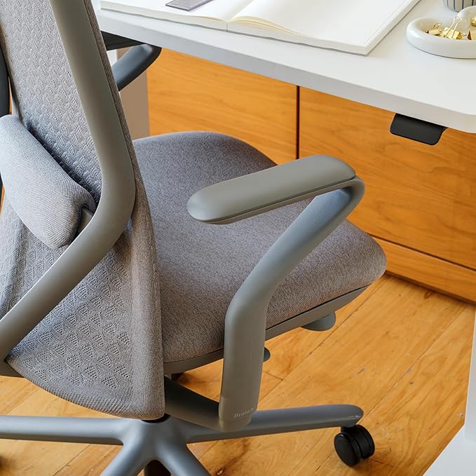Branch Verve Chair - High Performance Executive Office Chair with Contoured Back and Adjustable Lumbar Support - High Density Foam Cushion and 3D Knit Back - Fits 5' to 6', Up to 275 lbs, Lunar