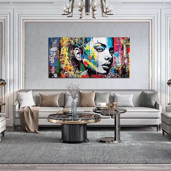 African American Wall Art - Graffiti Art Wall Decor Bedroom - Colorful Wall Decor for Teen Girls Size 24" x 48"