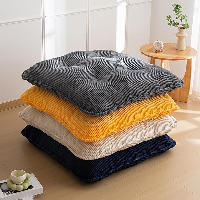 35" Washable Floor Pillow Cushion for Adults, Meditation Cushion Pillow, Extra Large Square Floor Sitting, Removable Tufted Corduroy Cover, for Tatami Living Room or Yoga, Beige, Machine Washable